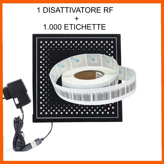 Disattivatore antitaccheggio RF + 1000 etichette omaggio